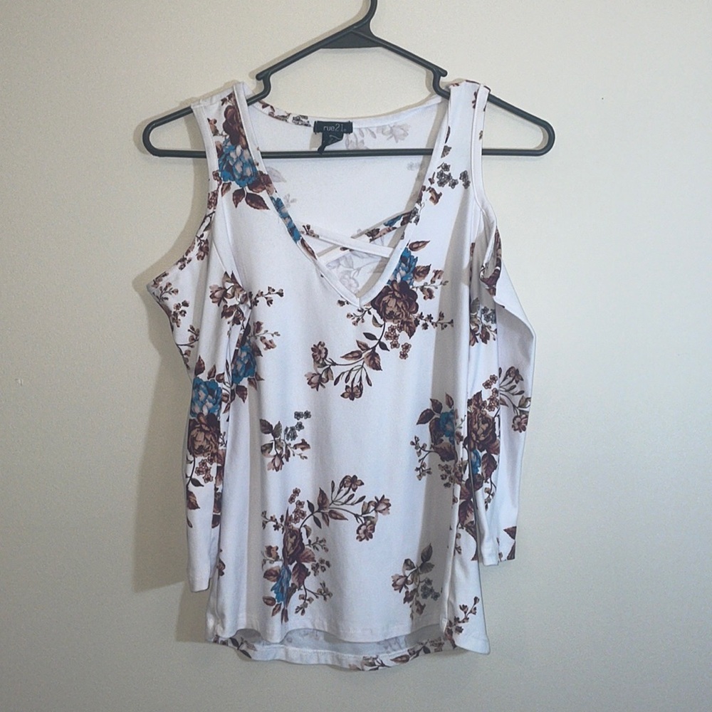 open shoulder floral long sleeve